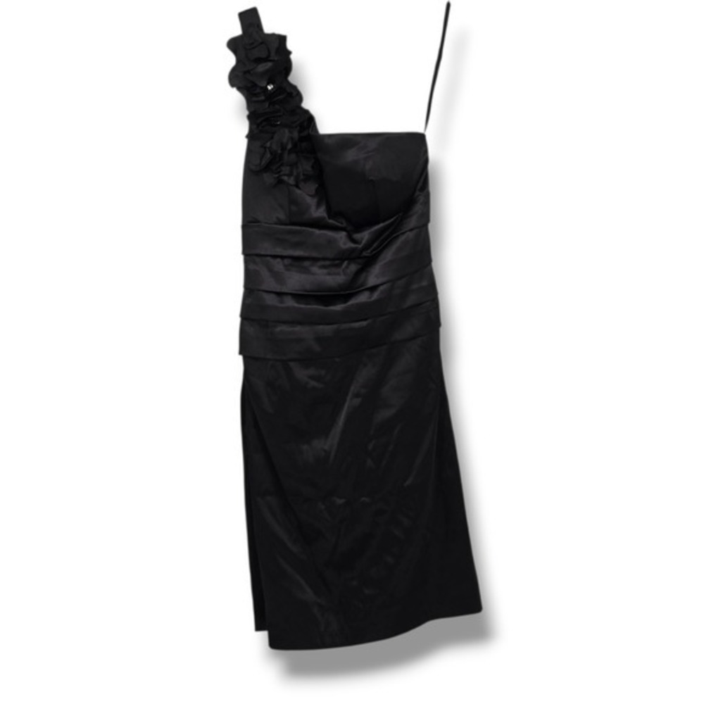 B Darlin Black One Shoulder Flower Detail Formal Cocktail Party Dress Size 1/2